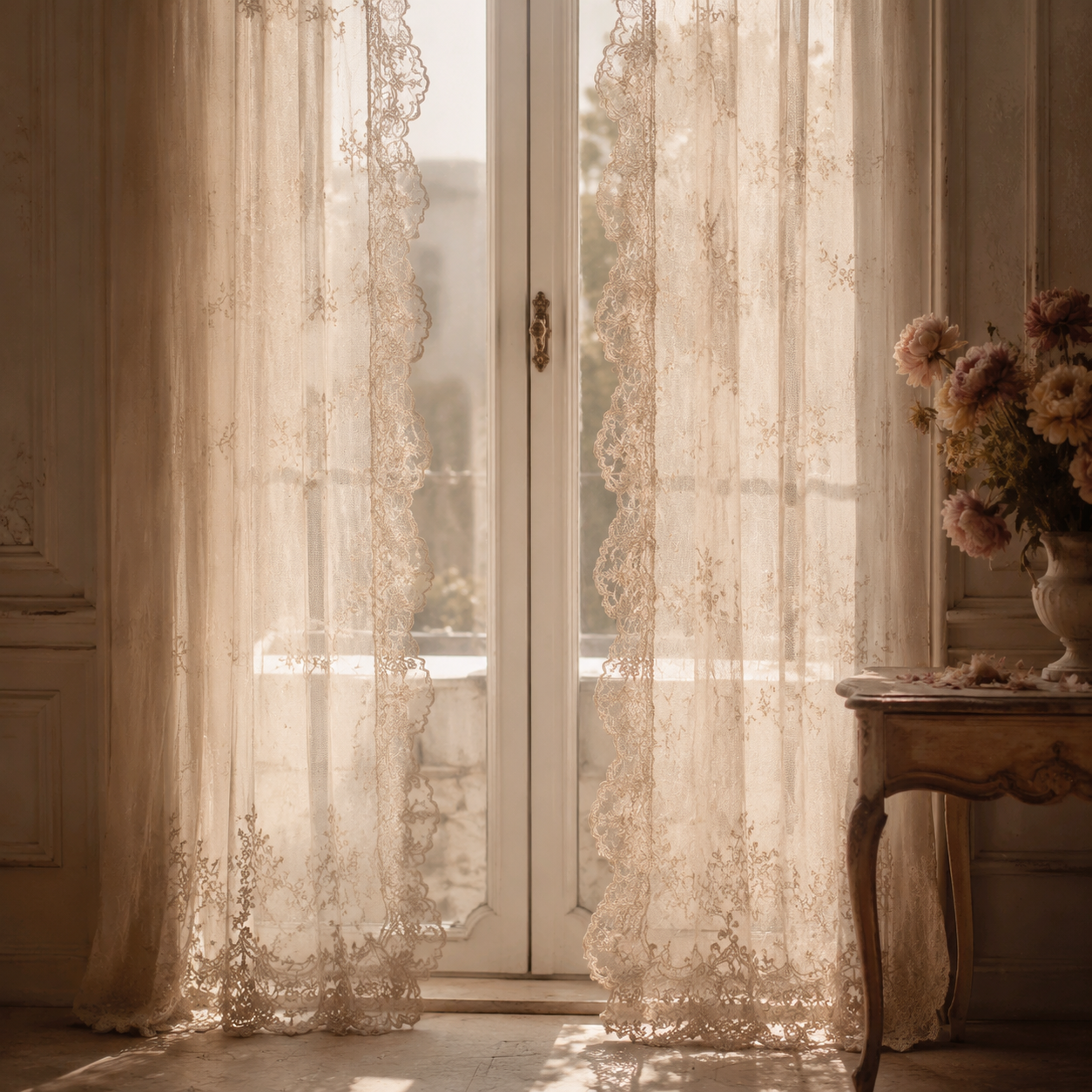 French Lace Curtain Pair